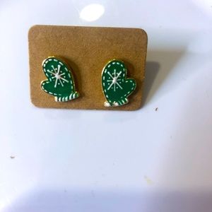 Green mittens, earrings (studs) new!